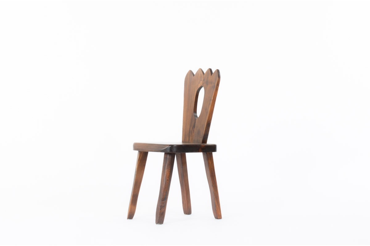 Chairs model Crown in elm brutalist design 1950 set of 6