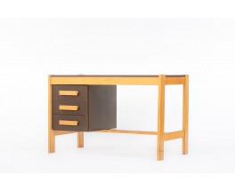 Andre Sornay desk in beech and brown laminate 1950