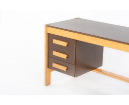 Andre Sornay desk in beech and brown laminate 1950