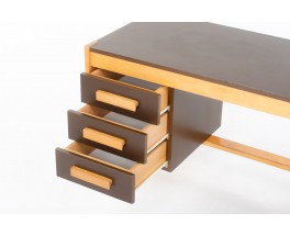 Andre Sornay desk in beech and brown laminate 1950