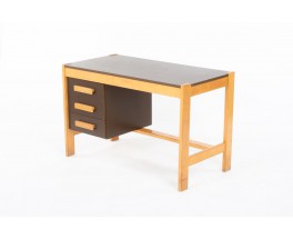 Andre Sornay desk in beech and brown laminate 1950