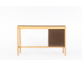 Andre Sornay desk in beech and brown laminate 1950