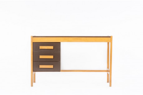 Andre Sornay desk in beech and brown laminate 1950