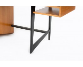 Claude Vassal desk in oak and black lacquered wood edition Magasin Pilote 1955