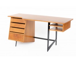 Claude Vassal desk in oak and black lacquered wood edition Magasin Pilote 1955