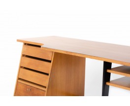 Claude Vassal desk in oak and black lacquered wood edition Magasin Pilote 1955