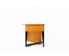 Claude Vassal desk in oak and black lacquered wood edition Magasin Pilote 1955