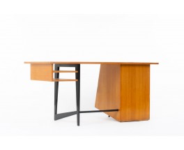 Claude Vassal desk in oak and black lacquered wood edition Magasin Pilote 1955