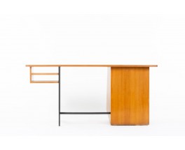 Claude Vassal desk in oak and black lacquered wood edition Magasin Pilote 1955