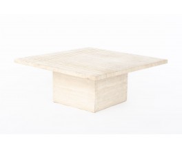 Square coffee table in travertine 1980