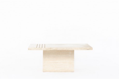 Table basse carrée en travertin 1980