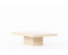 Table basse rectangulaire en travertin beige 1980