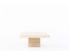 Table basse rectangulaire en travertin beige 1980