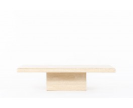 Table basse rectangulaire en travertin beige 1980