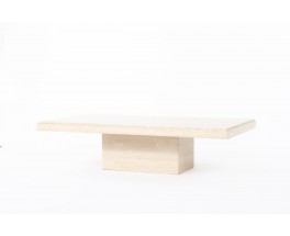 Table basse rectangulaire en travertin beige 1980