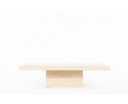 Table basse rectangulaire en travertin beige 1980