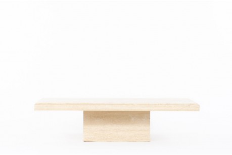 Table basse rectangulaire en travertin beige 1980