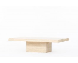 Table basse rectangulaire en travertin beige 1980