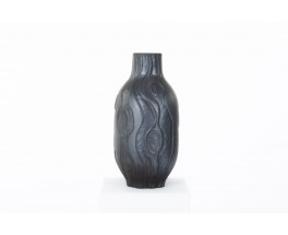 Vase in black ceramic Les Heritiers 1990