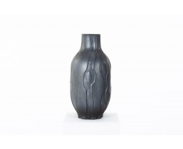 Vase in black ceramic Les Heritiers 1990