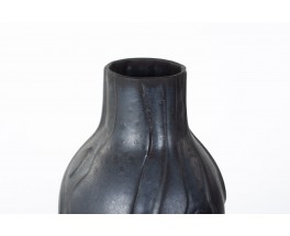 Vase in black ceramic Les Heritiers 1990