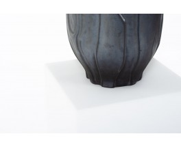 Vase in black ceramic Les Heritiers 1990