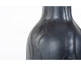 Vase in black ceramic Les Heritiers 1990