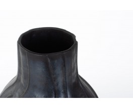 Vase in black ceramic Les Heritiers 1990