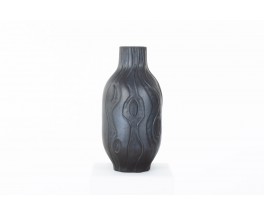 Vase in black ceramic Les Heritiers 1990