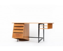 Claude Vassal desk in oak and black lacquered wood edition Magasin Pilote 1955
