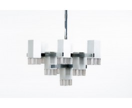 Gaetano Sciolari pendant lamp in chrome and glass 1970