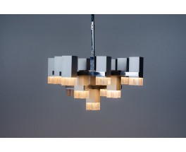 Gaetano Sciolari pendant lamp in chrome and glass 1970