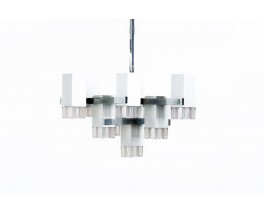 Gaetano Sciolari pendant lamp in chrome and glass 1970