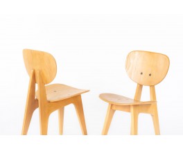 Chaises Junzo Sakakura modèle 3221 édition Tendo Mokko 1953 set de 4