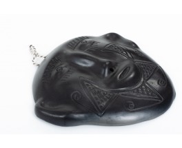 Masque africain en céramique noire 1950