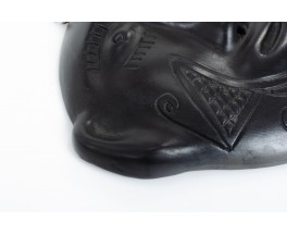 African mask in black ceramic 1950