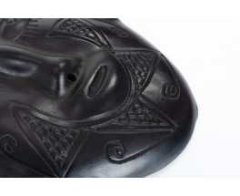 African mask in black ceramic 1950