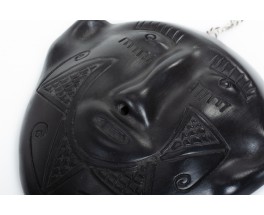 African mask in black ceramic 1950