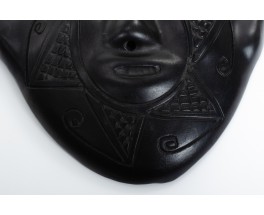 African mask in black ceramic 1950