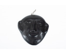 African mask in black ceramic 1950