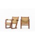 Fauteuils Francis Jourdain corde et pin 1930 set de 2