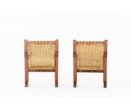 Francis Jourdain armchairs rope and pine 1930 set of 2