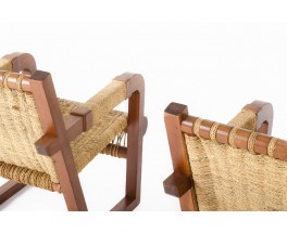 Francis Jourdain armchairs rope and pine 1930 set of 2