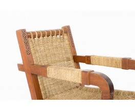 Francis Jourdain armchairs rope and pine 1930 set of 2