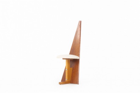 Chaise structurale en bois et lin beige 1950