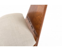 Structural chair in wood and beige linen 1950