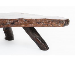 Table basse forme libre en sequoia design brutalist 1950
