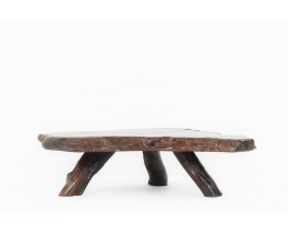 Table basse forme libre en sequoia design brutalist 1950