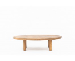 Table basse ronde en orme 1950