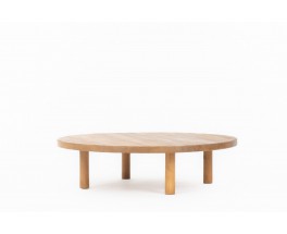 Table basse ronde en orme 1950